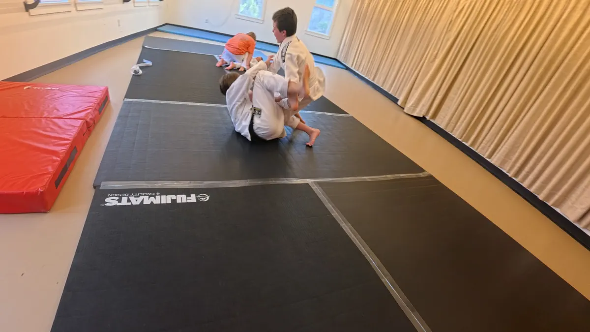 Child practicing calm first-class movement during kids Brazilian Jiu Jitsu in Tannersville NY