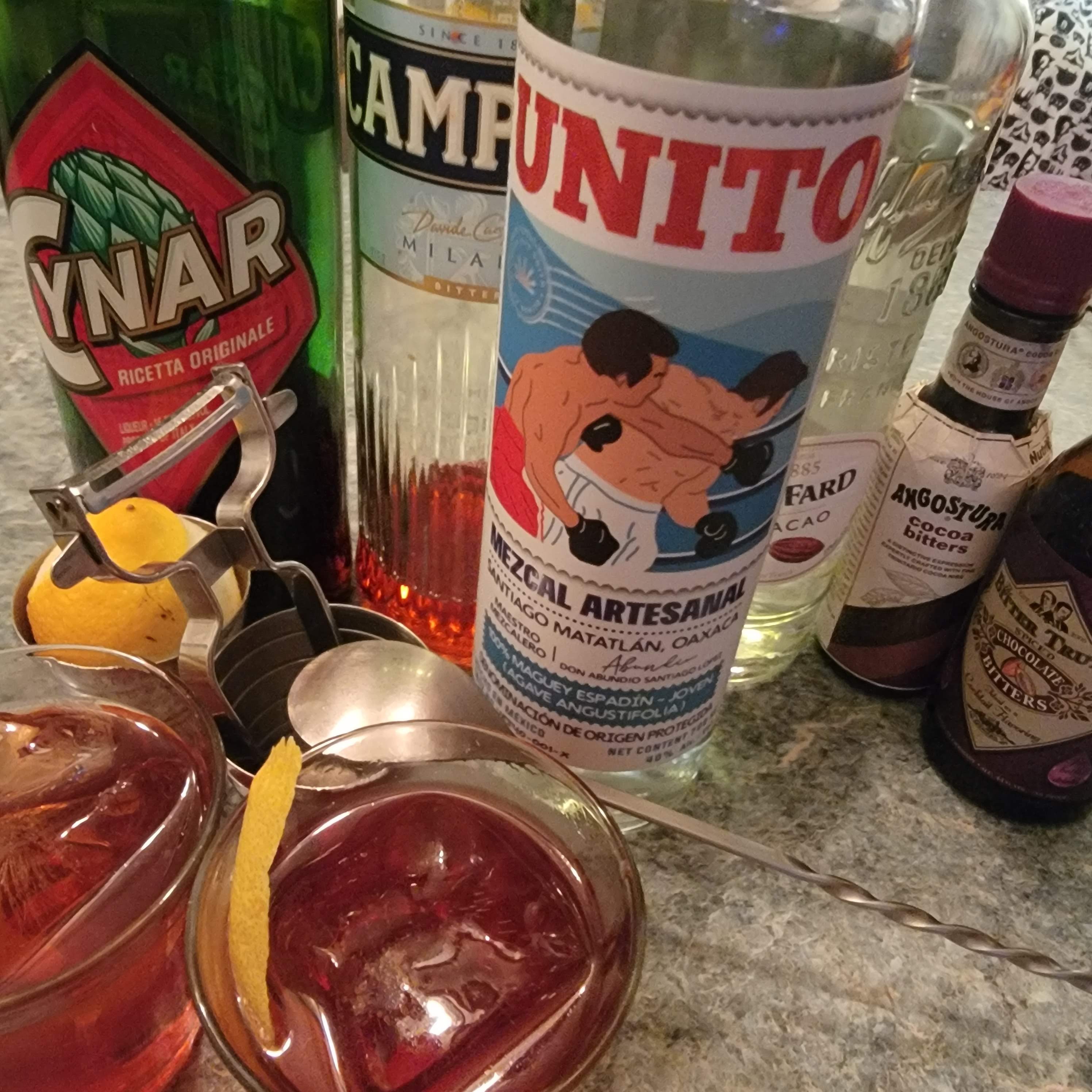 A finished drink in warm evening light